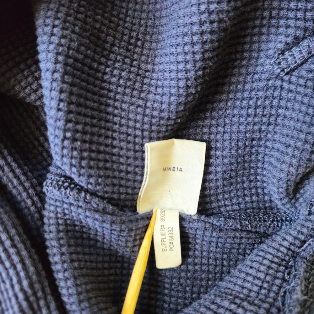 POLO RALPH LAUREN Washed Navy Waffle Knit Thermal Hoodie L Red Pony Preppy - Picture 7 of 9